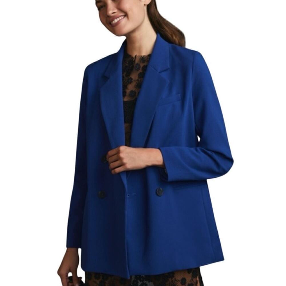Anthropologie Maeve Double-Breasted Blazer in Blue size 4